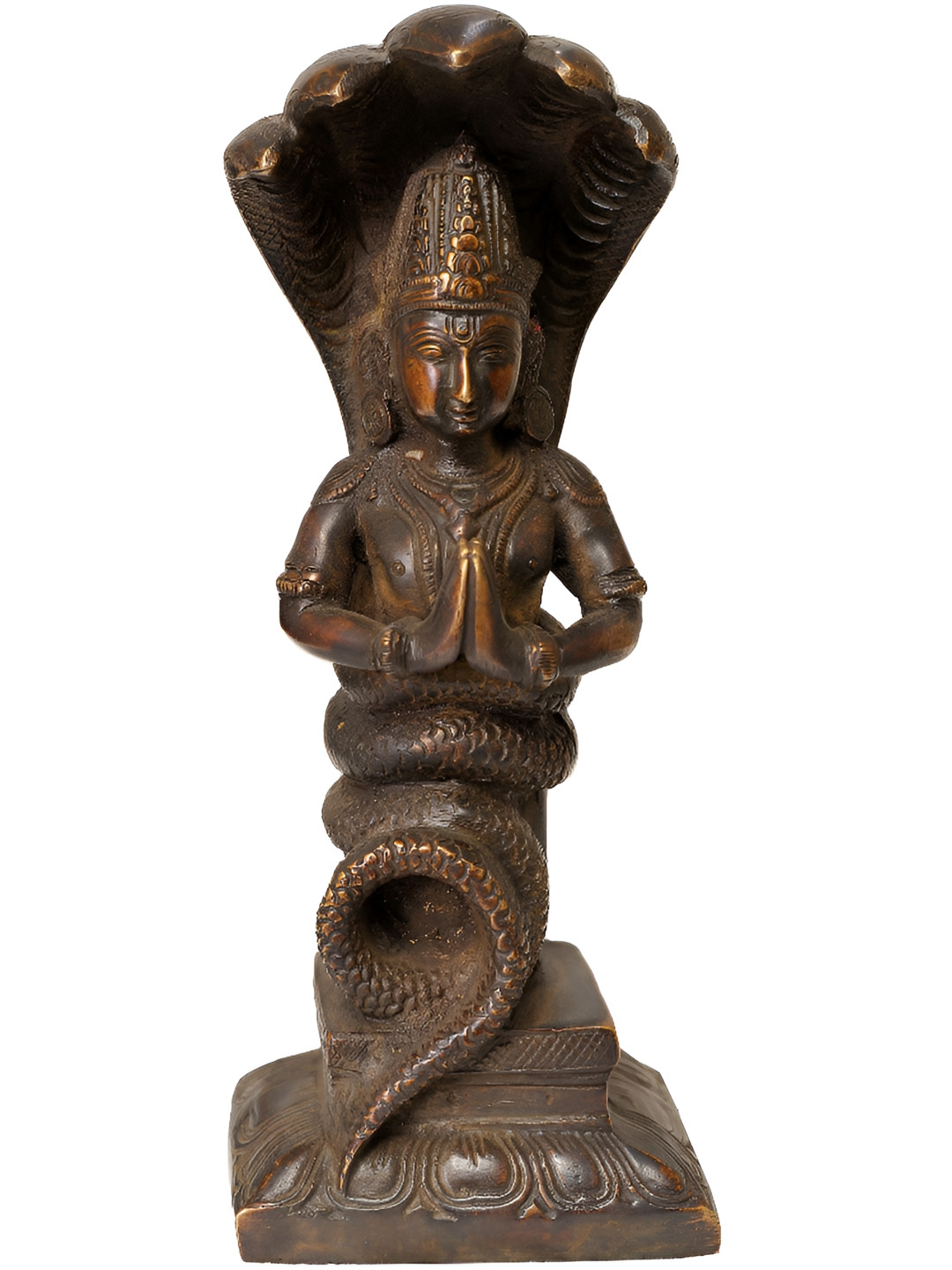 Exotic India Patanjali Brown Brass Metallic Living Room Small Showpiece - 8 Inches