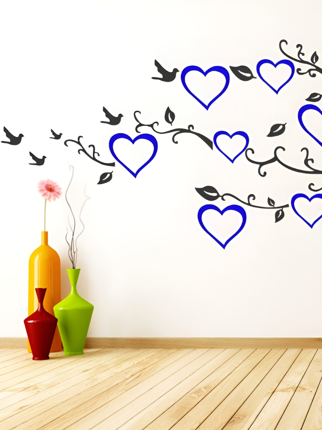 LANSTICK Black & Blue Printed Splash Proof Wall Sticker