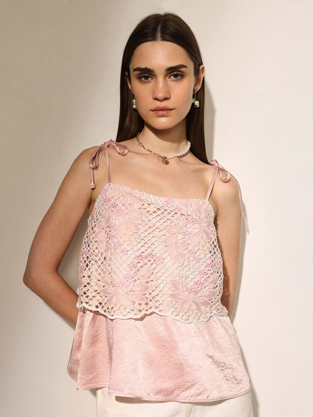 ONLY Floral Layered Lace Tank Top