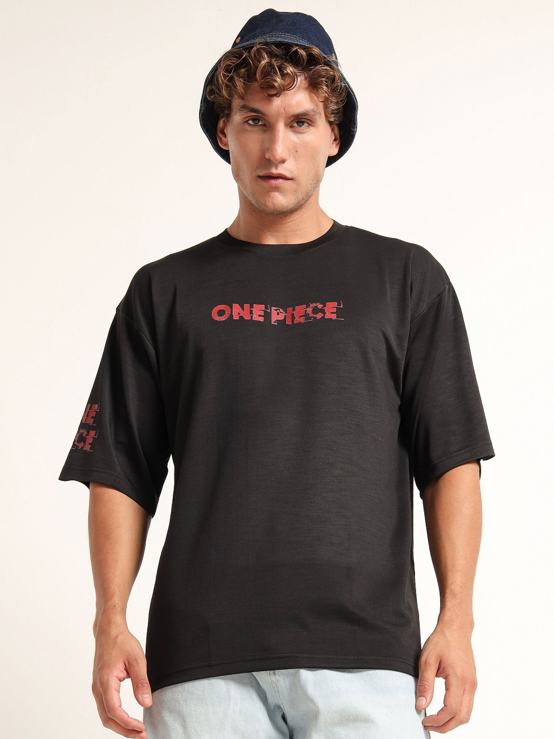 THE BEETEL HOUSE One Piece Printed Cotton Drop-Shoulder Sleeves Oversized T-shirt