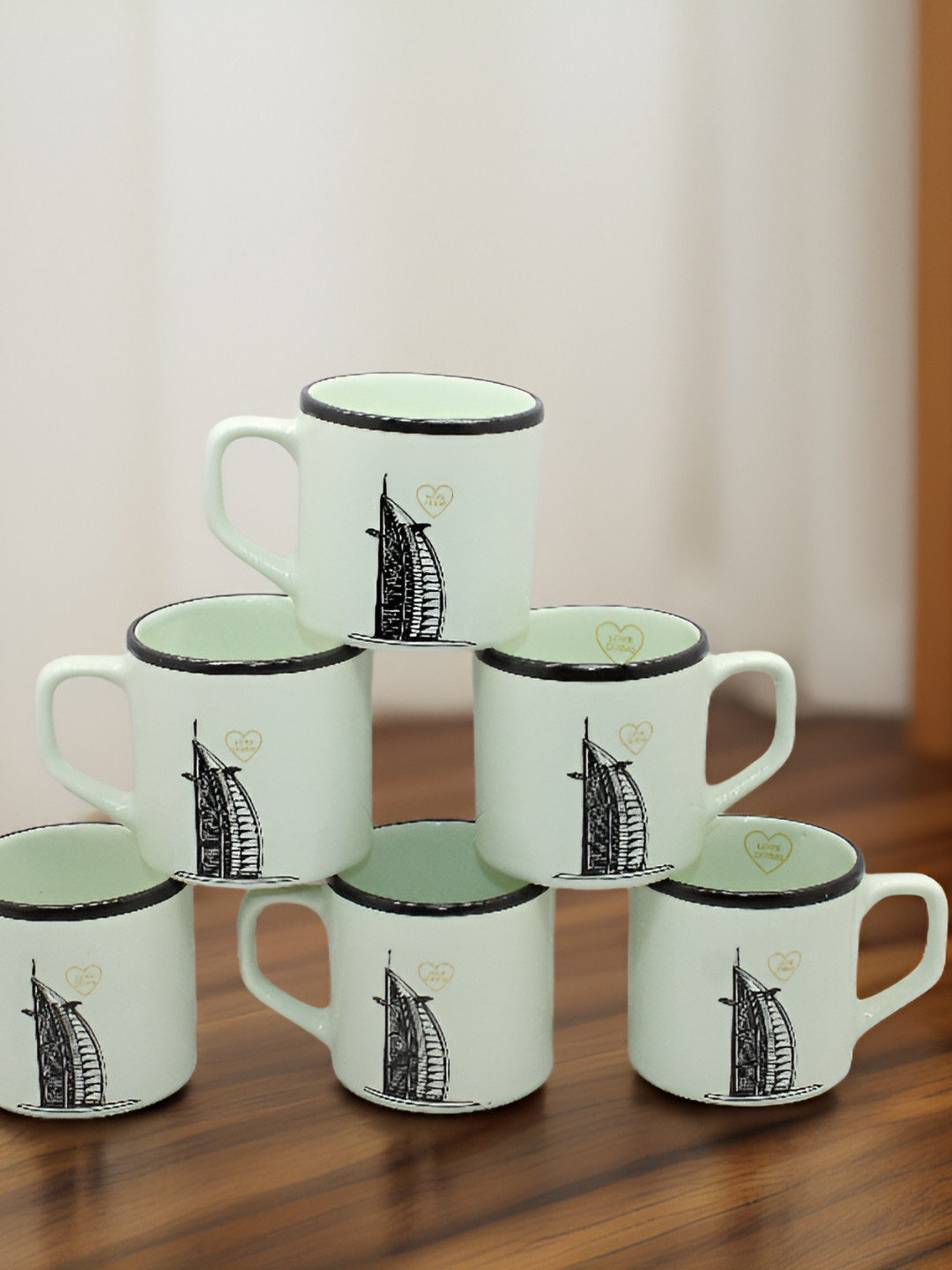 laghima jadon You Complete Me - Chemistry Love Sea Green Conversational Ceramic Handmade 6 Piece Cups-200ml