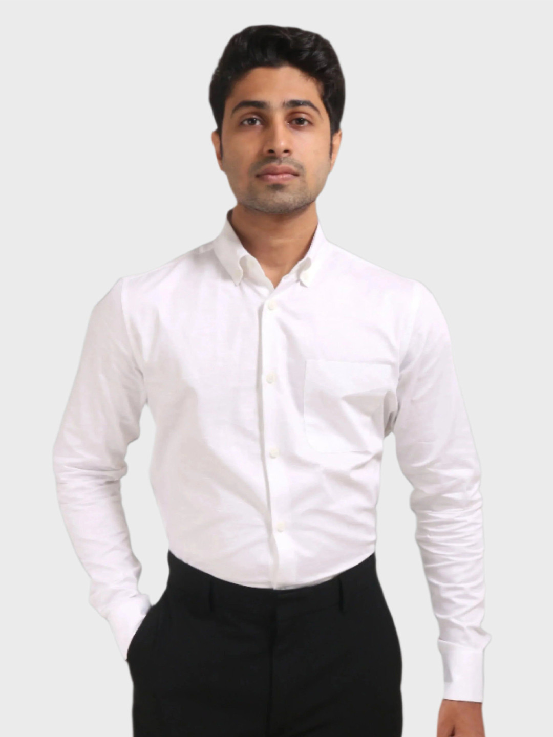 JONESBURG Classic Button-Down Collar Slim Fit Cotton Shirt