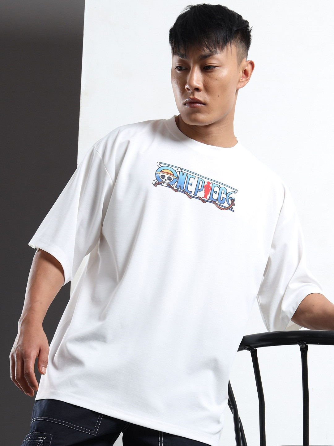 THE BEETEL HOUSE One piece Printed Drop-Shoulder Sleeves Oversized Cotton T-shirt