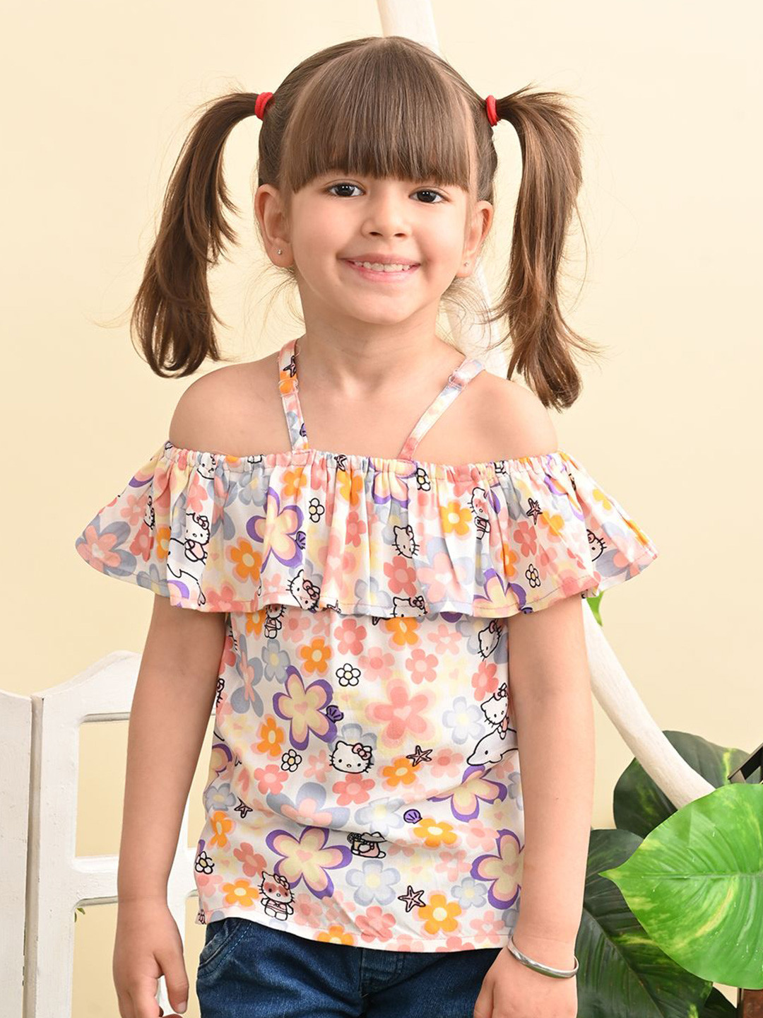 Superminis Floral Print Off-Shoulder Top