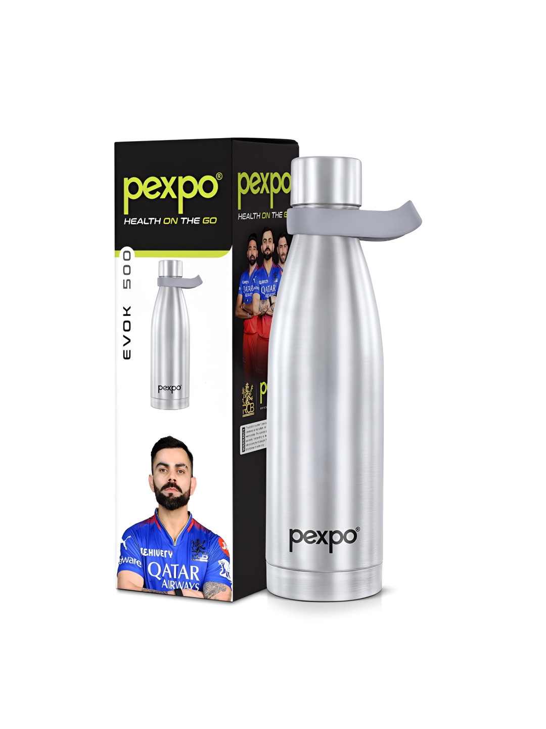Pexpo Evok Silver Stainless Steel Double Wall Vacuum Flask - 500ml