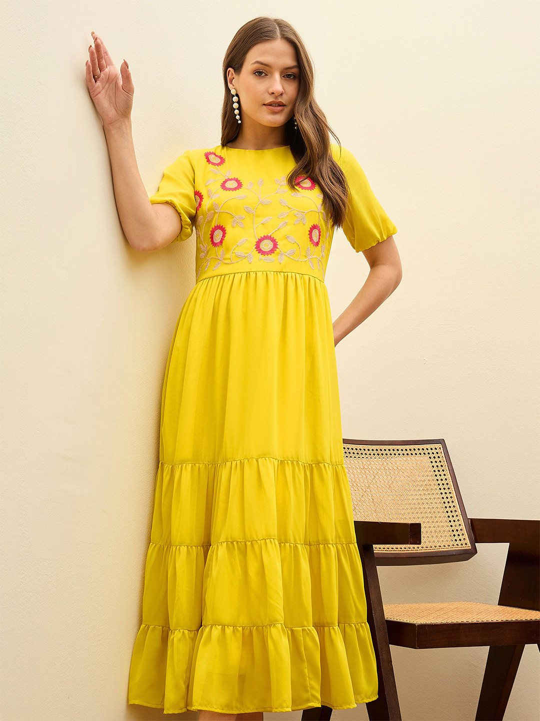 SASSAFRAS Georgette Tiered Maxi Dress