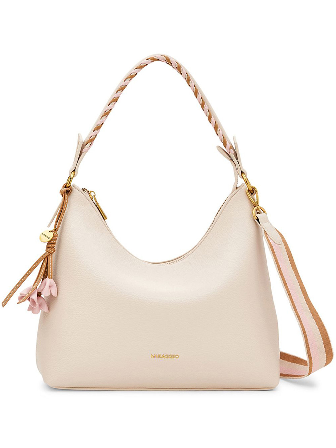 MIRAGGIO PU Half Moon Hobo Bag with Tasselled