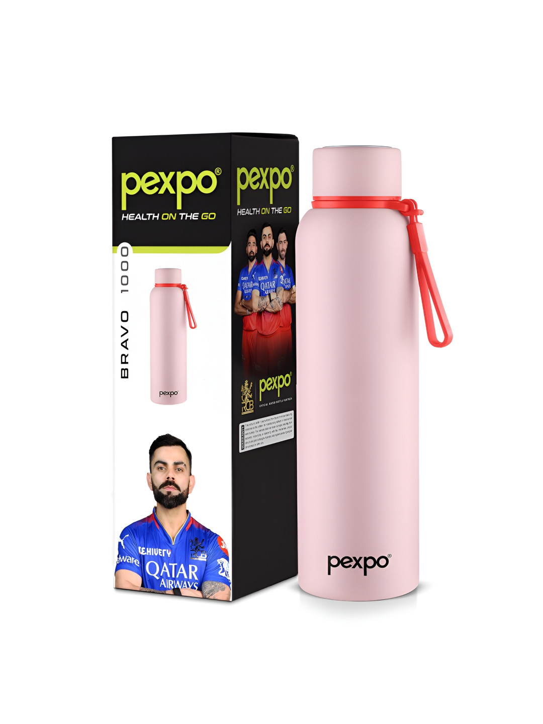 Pexpo Bravo Pink Stainless Steel Spill Proof Flask - 1L