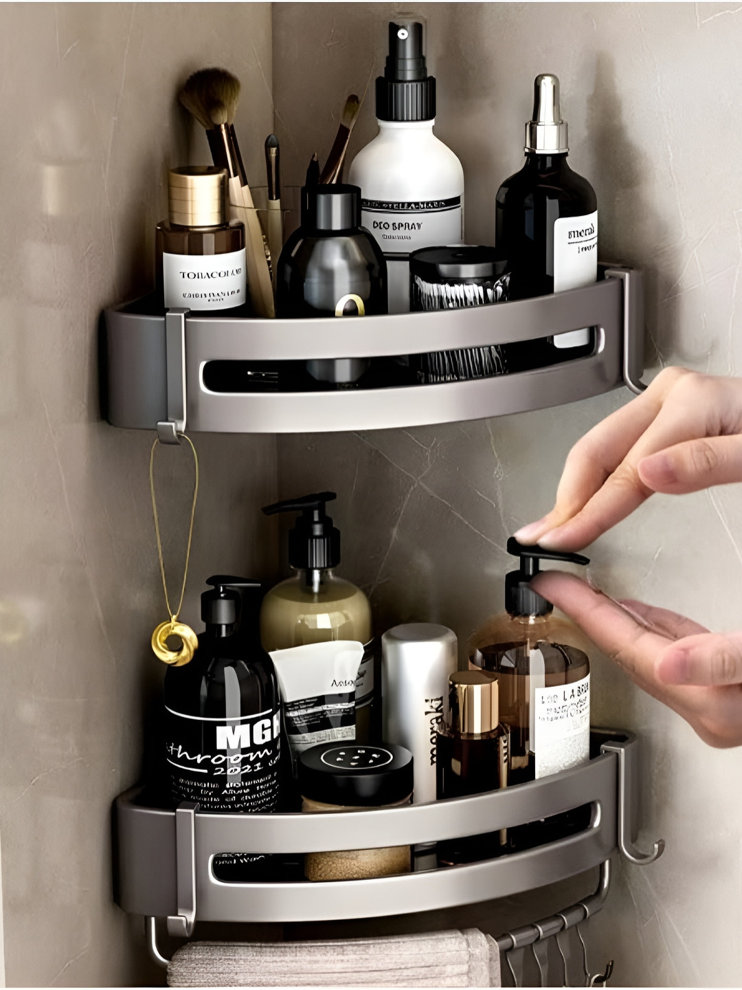 upkaranwale Grey Melange Wall Mounted BathroomCaddy
