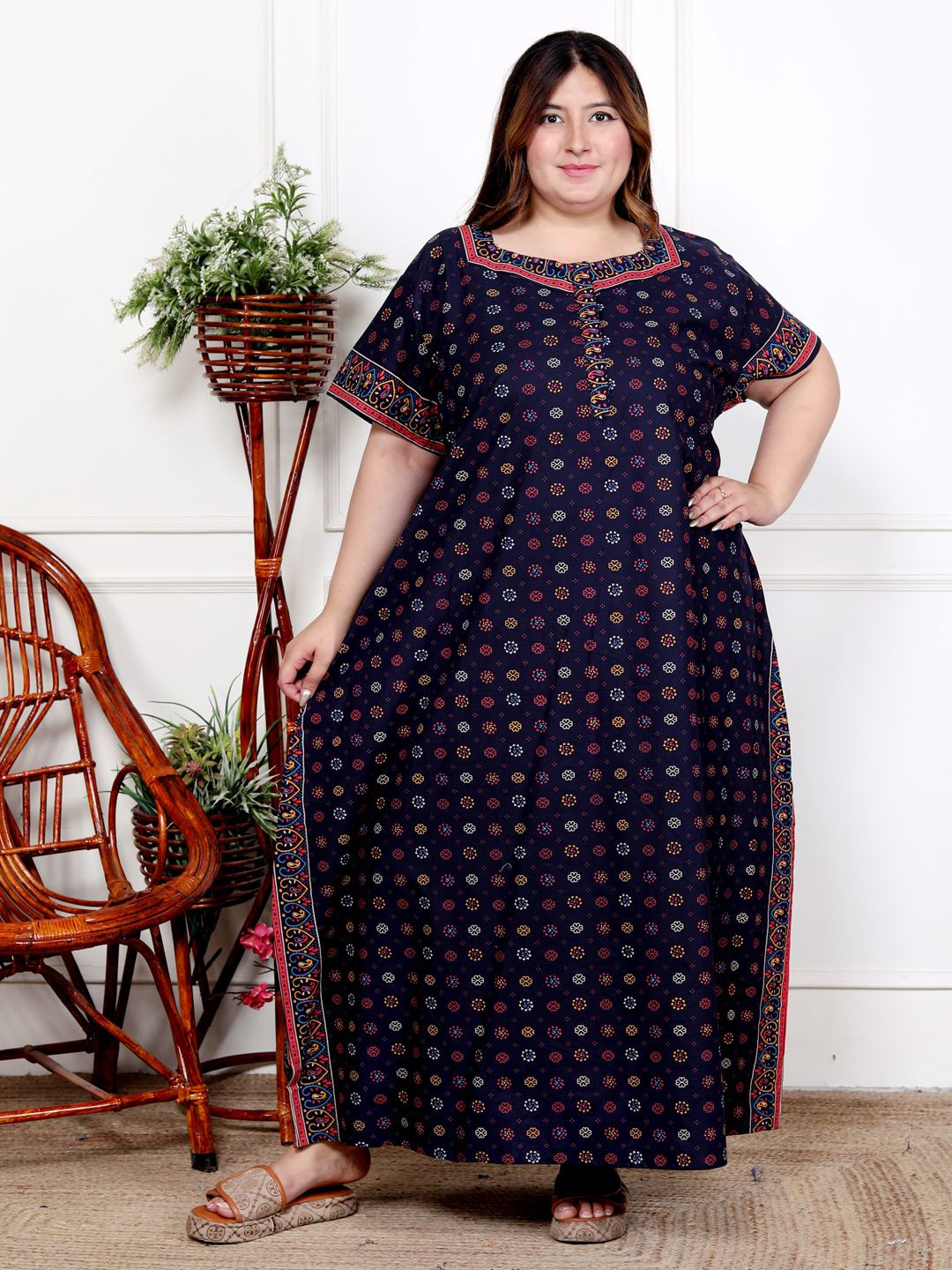 SP DESIGNS Printed Pure Cotton Maxi Nightdress
