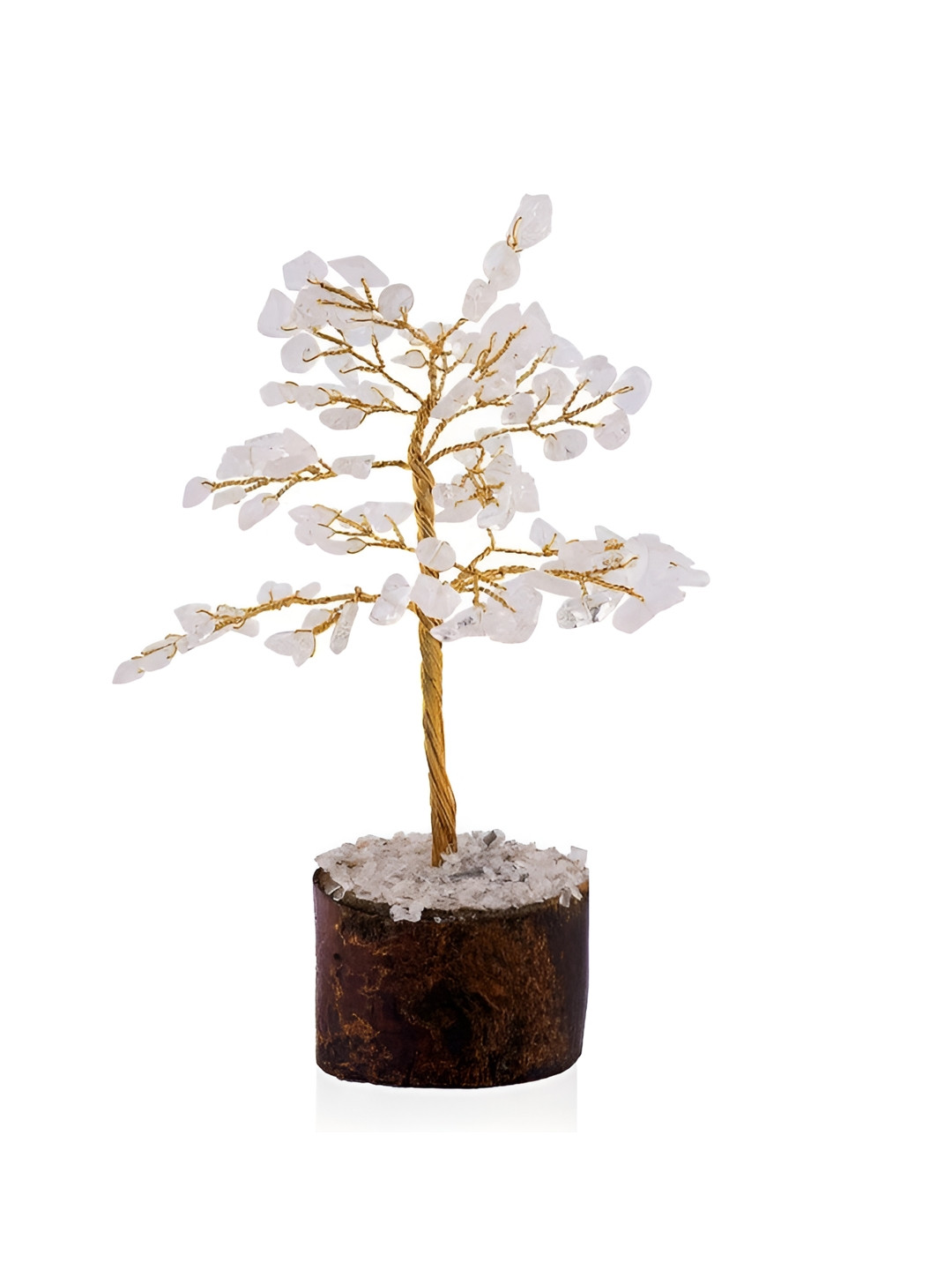 Gemsmantra Quartz Tree Gold Crystal Glossy Garden Medium Showpiece -