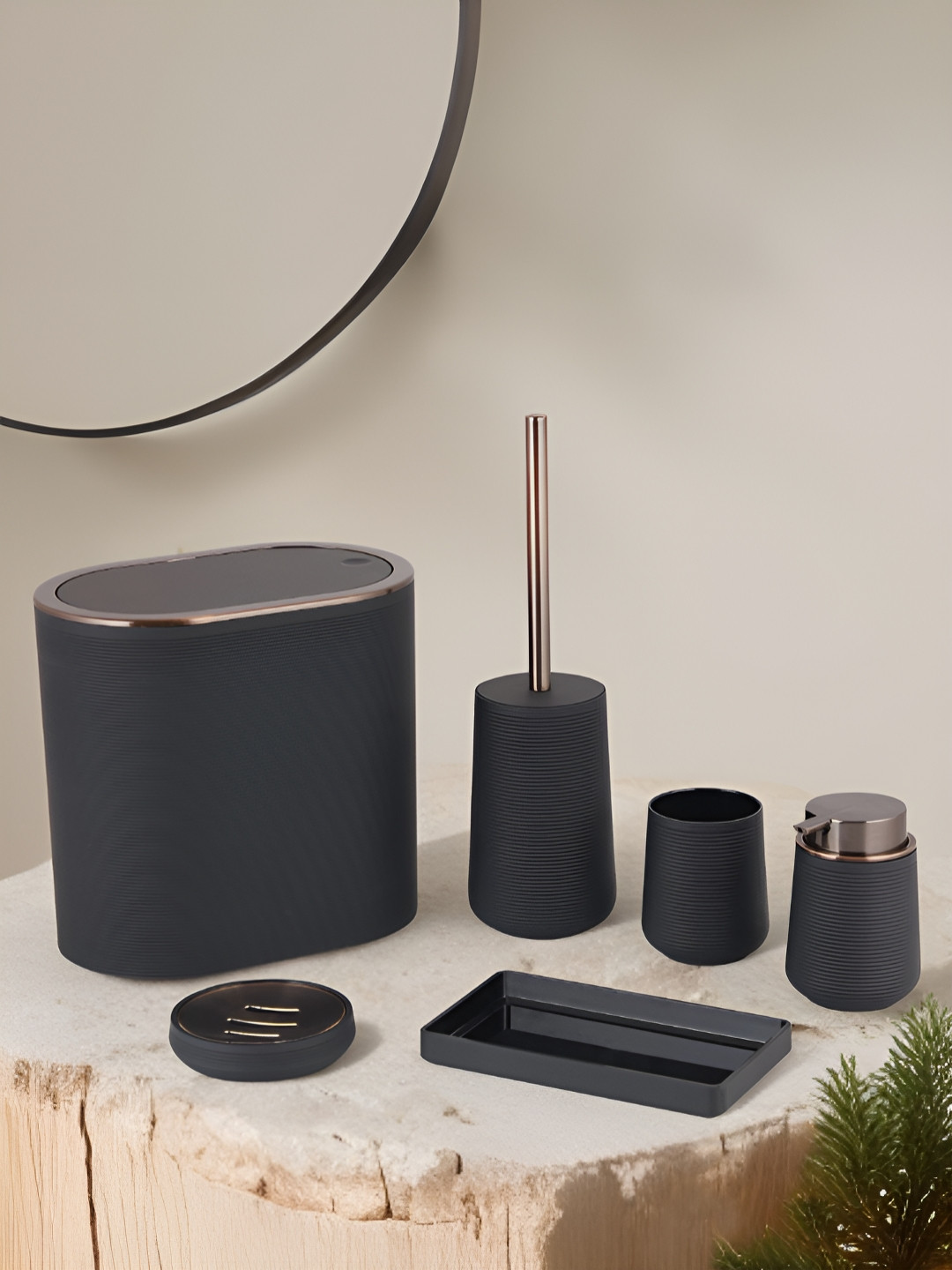 OBSESSIONS 6 Pieces Black Bathroom Accessories
