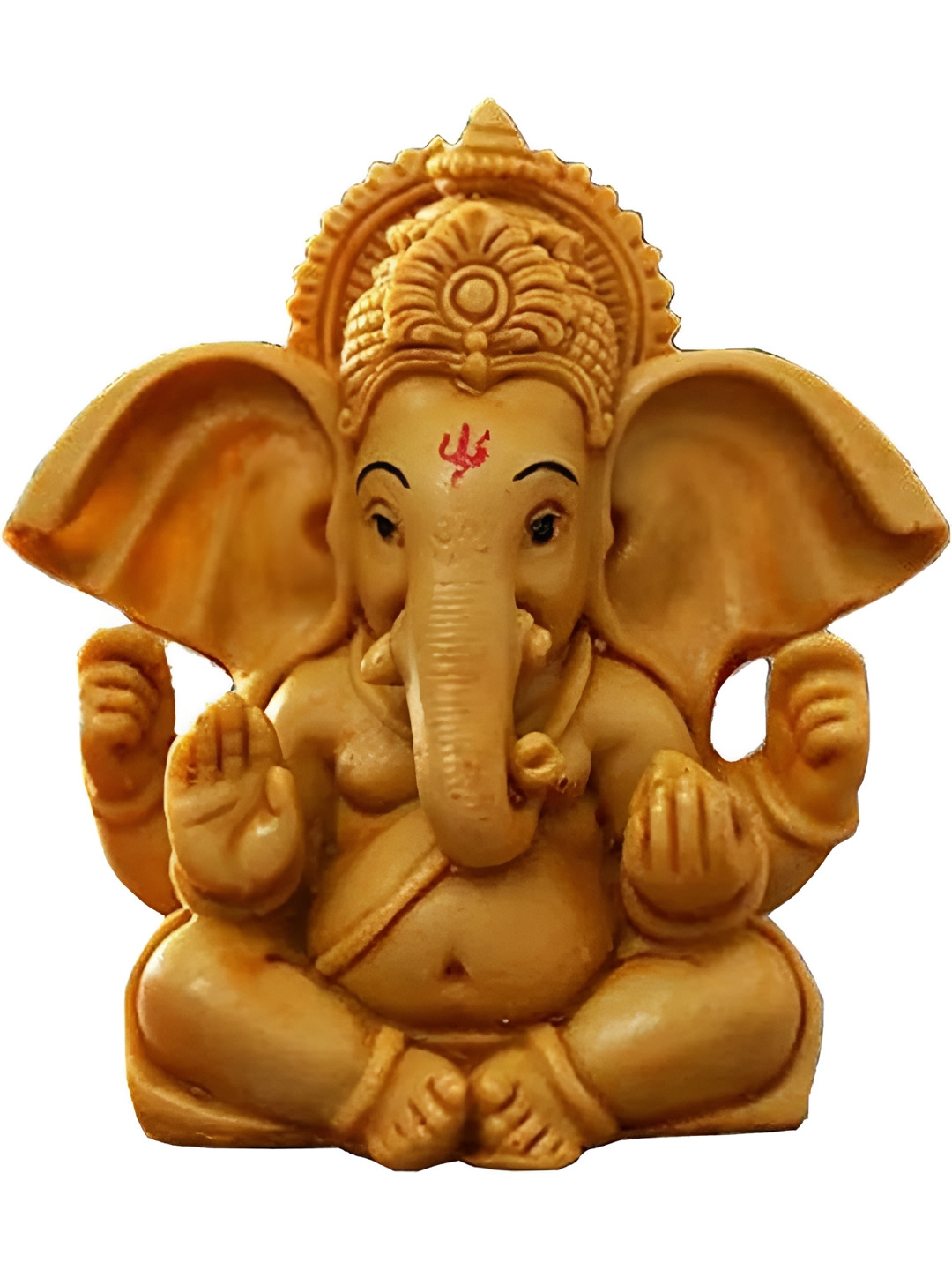 PICKARTME Ganesh Yellow Polyresin Glossy Prayer Room Medium Showpiece - 3.9 Inches