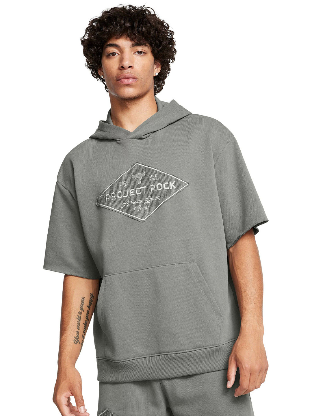 UNDER ARMOUR Men's Project Rock Heavyweight Tools Of The Trade Short Sleeve Hoodie