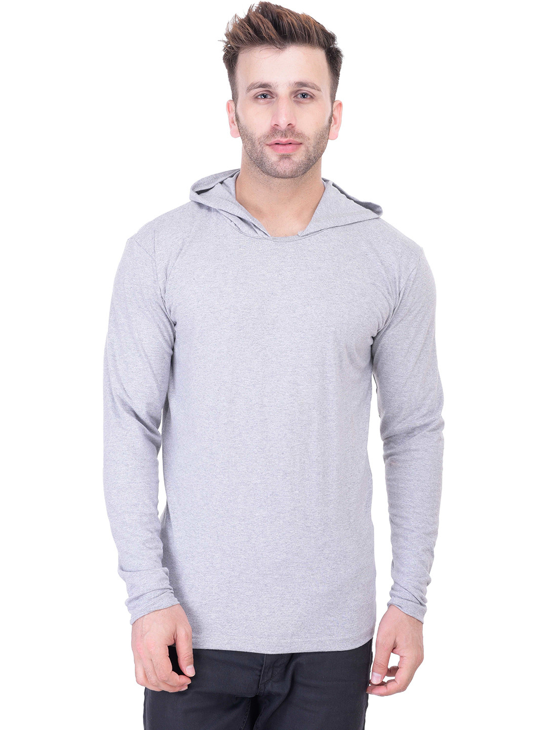 BI FASHION Men V-Neck Raw Edge T-shirt