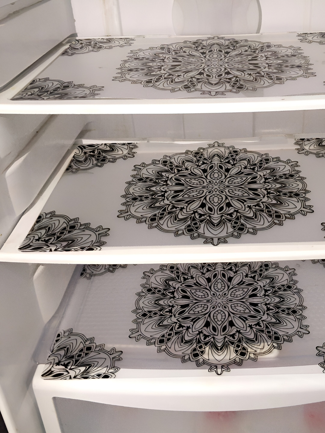 Aura 3-Pcs Black & White Printed Fridge Organisers