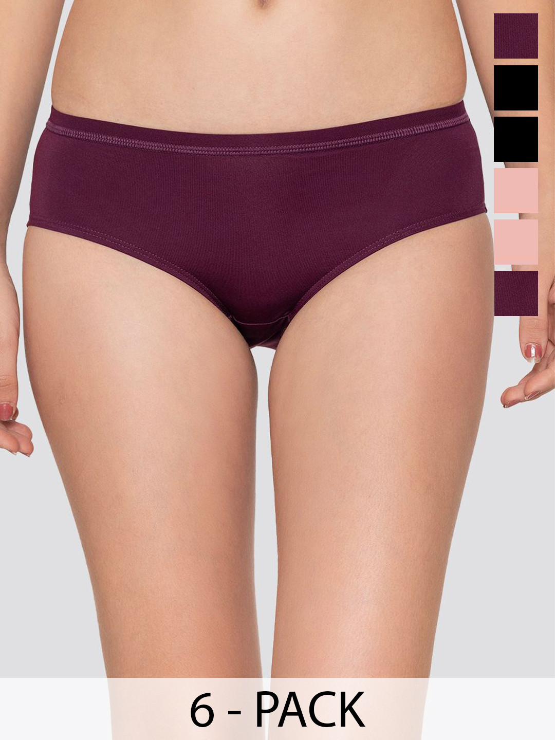Kalyani OLIVER Pack Of 6 Mid Waist Hipster Briefs