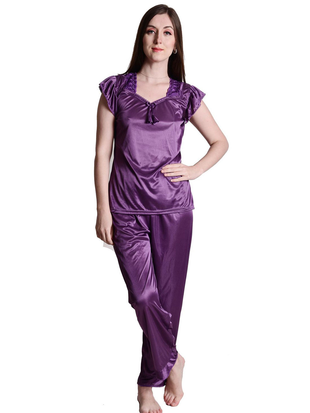 SENSLIFE  Women Solid Top & Trousers Night Suit