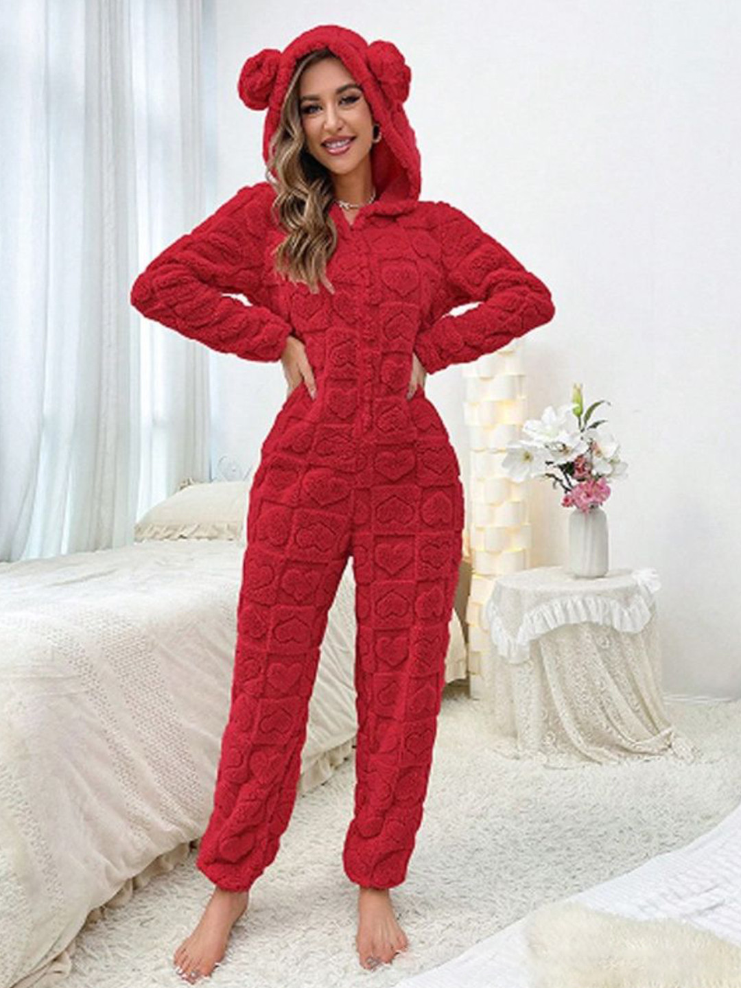 DressBerry Women Self Design Hooded Jumpsuit