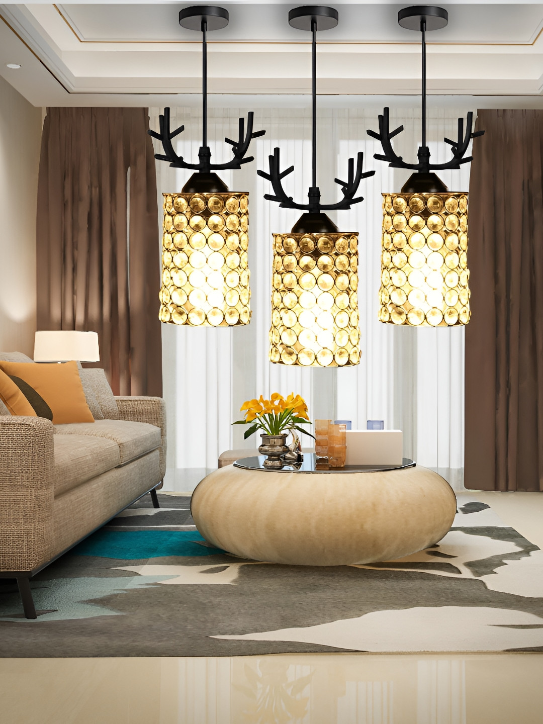 KINIS 3 Pcs Modern and Unique Style Black & White Quirky Ceiling Lamps