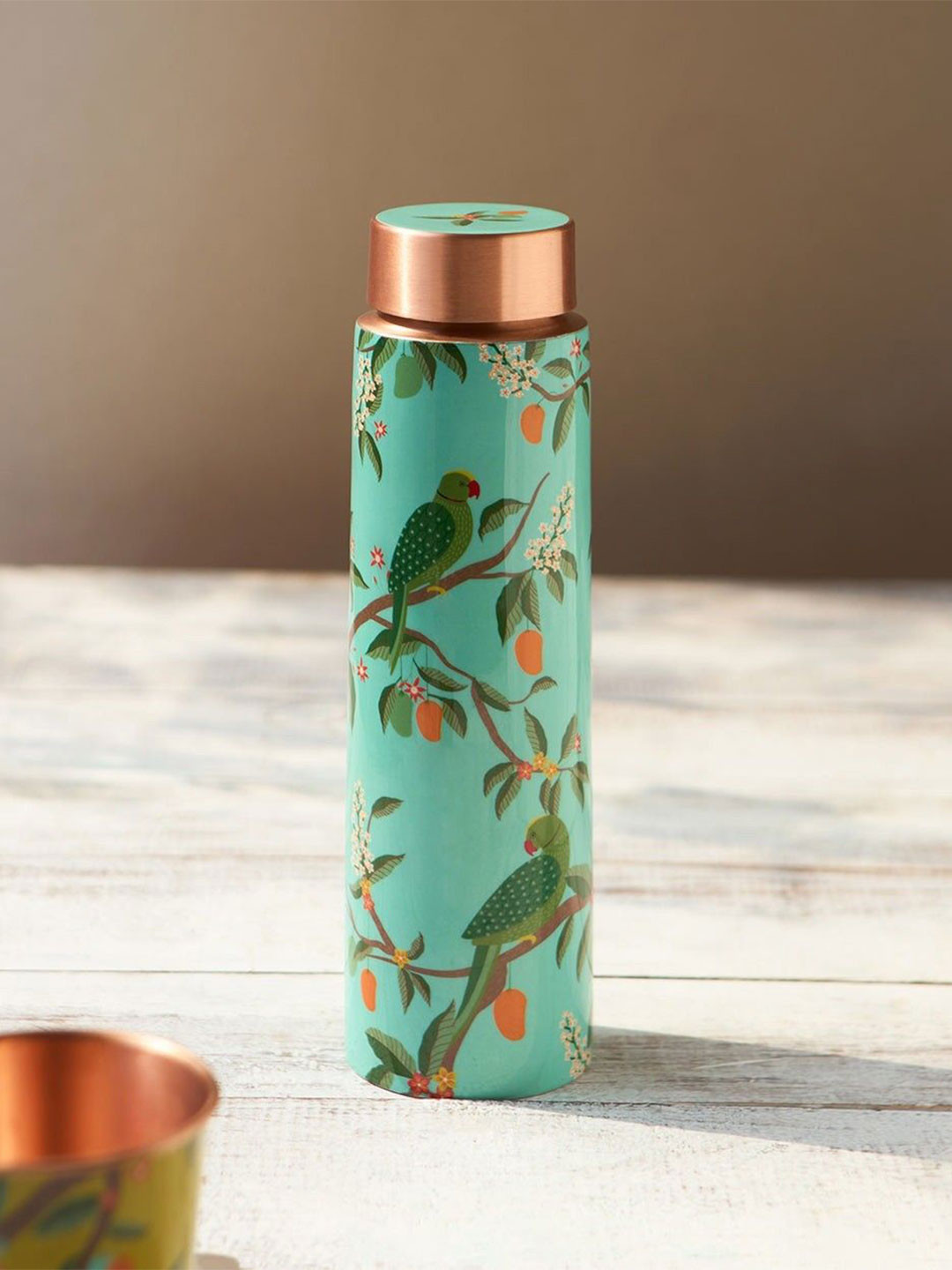 Chumbak Serenade Teal Tropical Copper Spill Proof Water Bottle - 950ml
