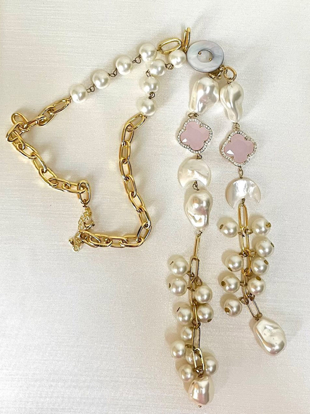 JewelTreeTz Gold-Plated Quartz Stone Studded Necklace