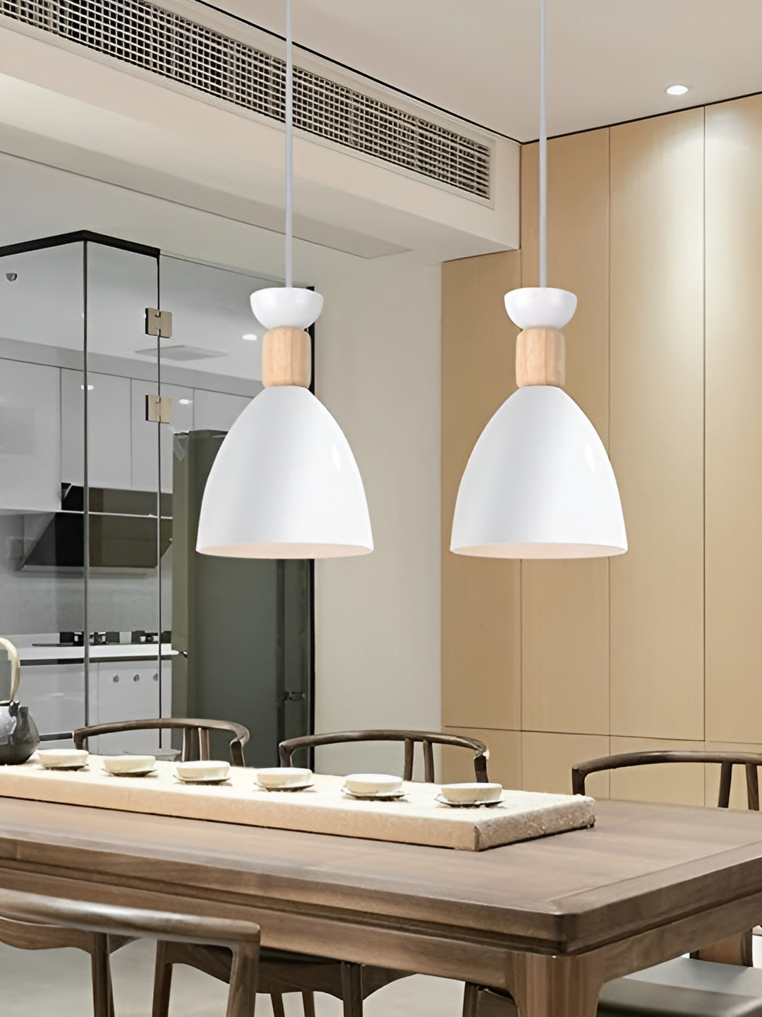 KINIS 2 Pcs Modern and Unique Style White & Gold-Toned Aluminium Quirky Ceiling Lamp