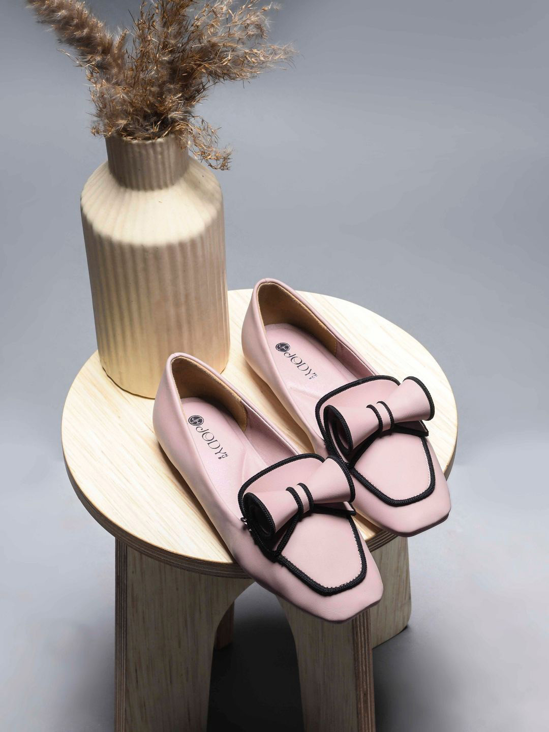 JodyHub Women Square Toe Slip-On Ballerinas With Bows Detail