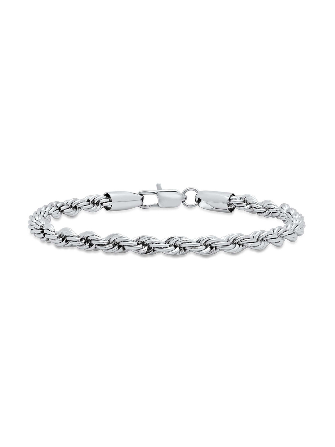 Crazy Fashion Stainless Steel Silver-Plated Link Rope Bracelet