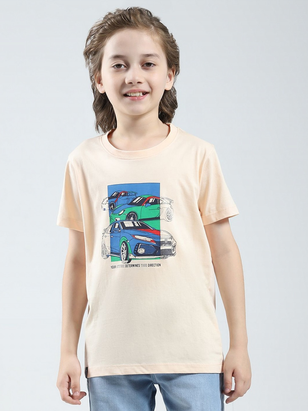 Monte Carlo Boys Pack Of 3 Graphic Printed Round Neck Short Sleeves Raw Edge T-shirt