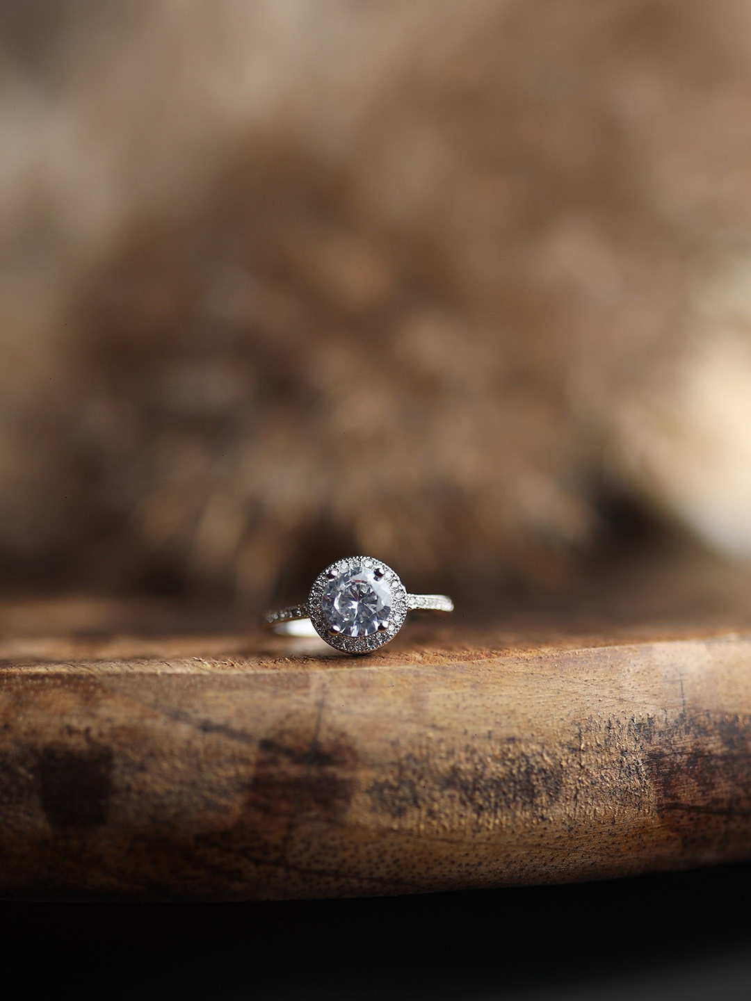 Ishil Scarlet Silver-Plated American Diamond-Studded Finger Ring