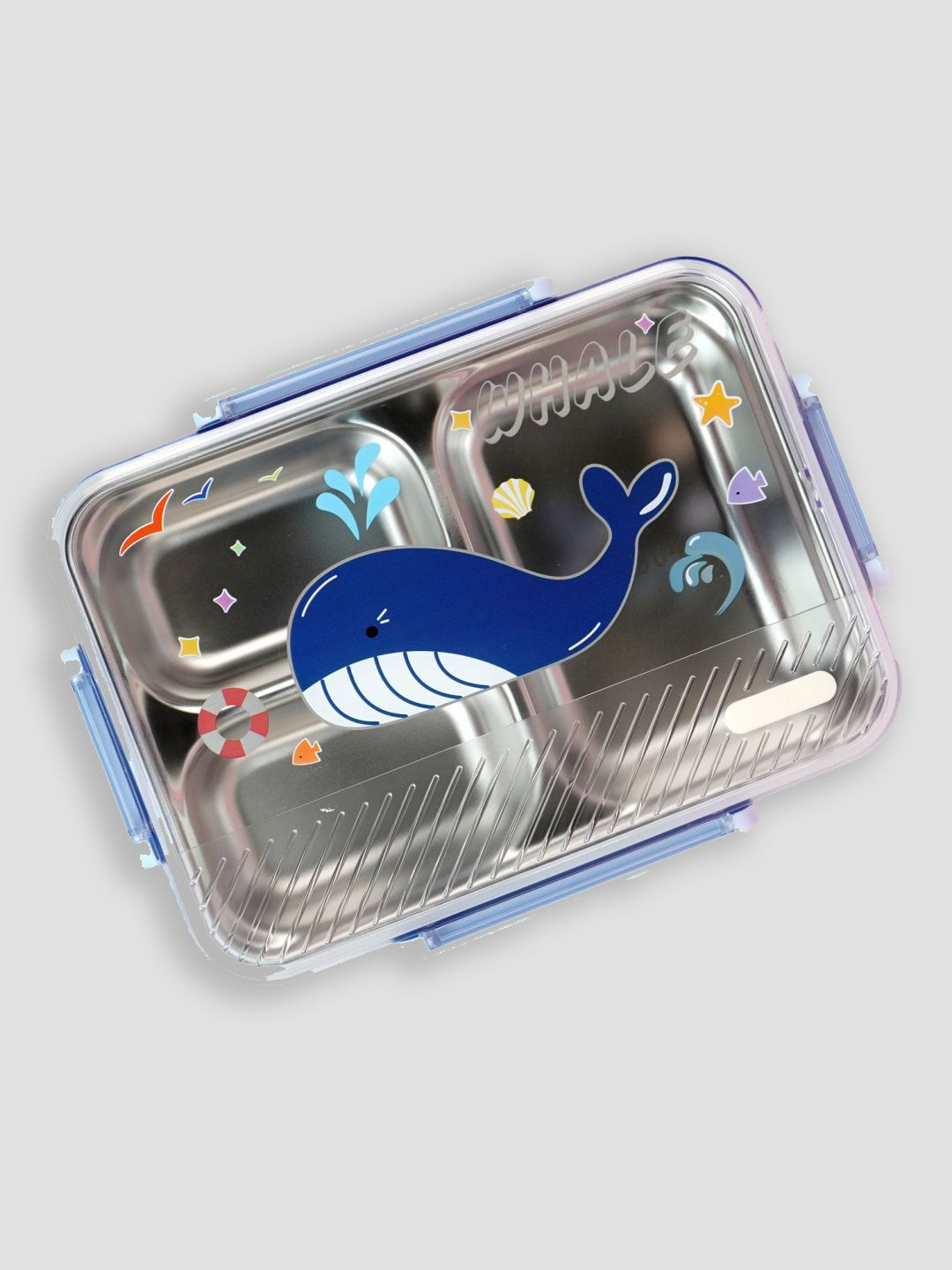 Little Surprise Box LLP Whale Print Big Size Microwave Safe Lunch Box With Spoon and Fork