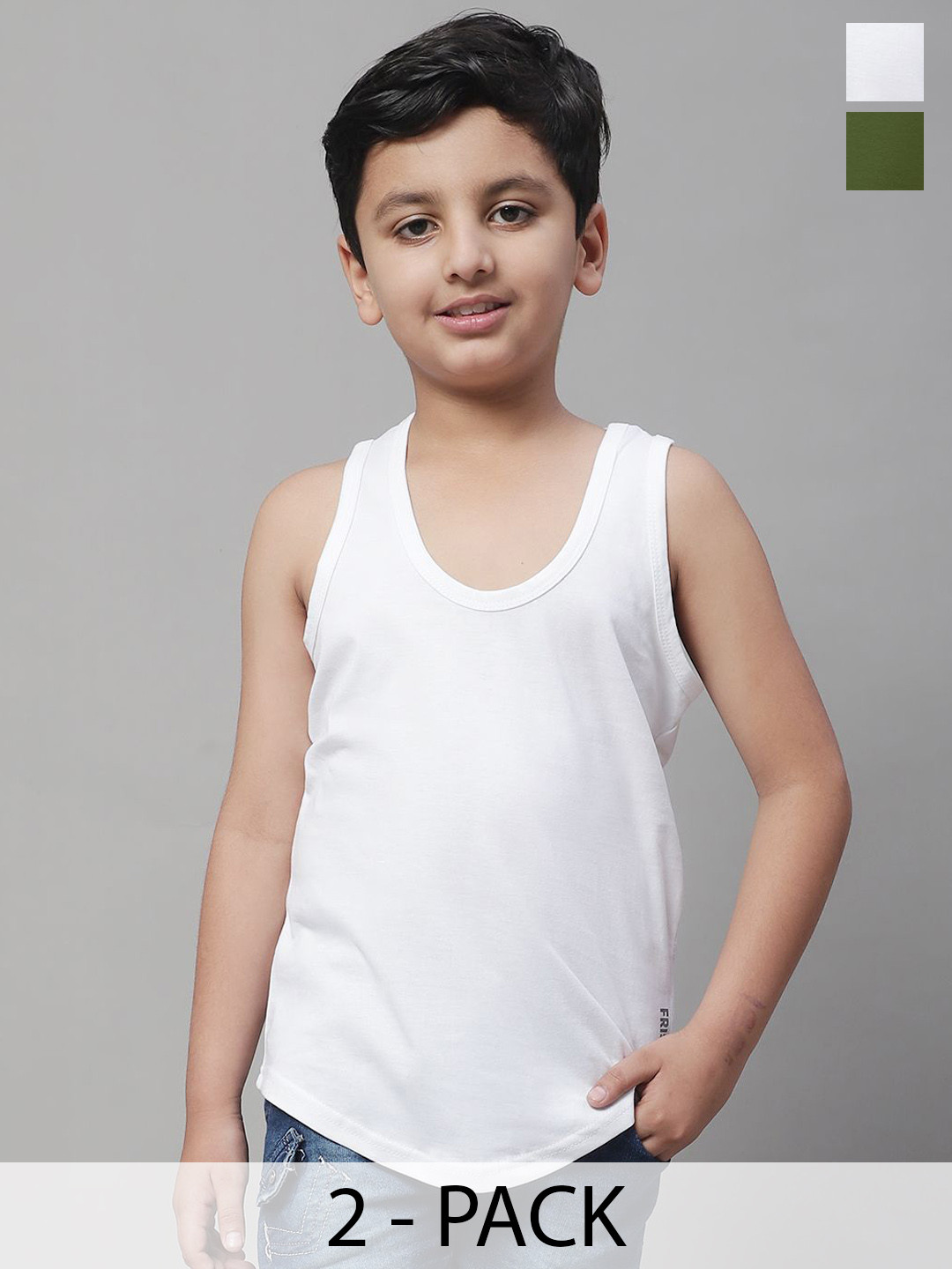 Friskers Pack Of 2 Cotton Basic Vests 070525KDC-02-34
