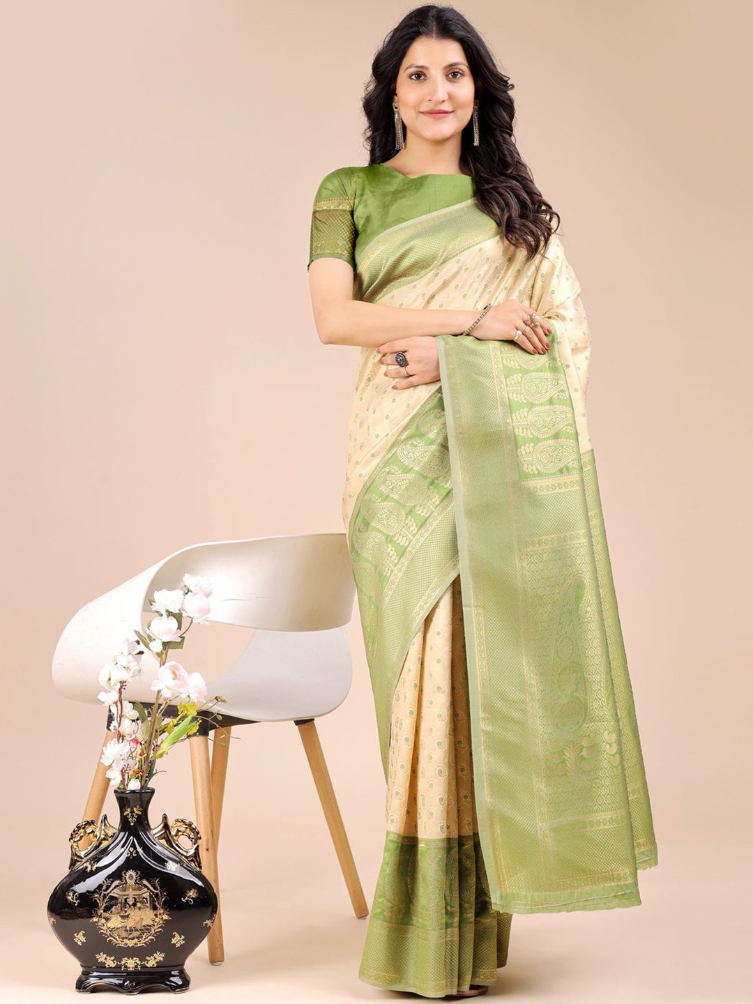 Kalista Woven Design Zari Banarsi Woven Silk Saree