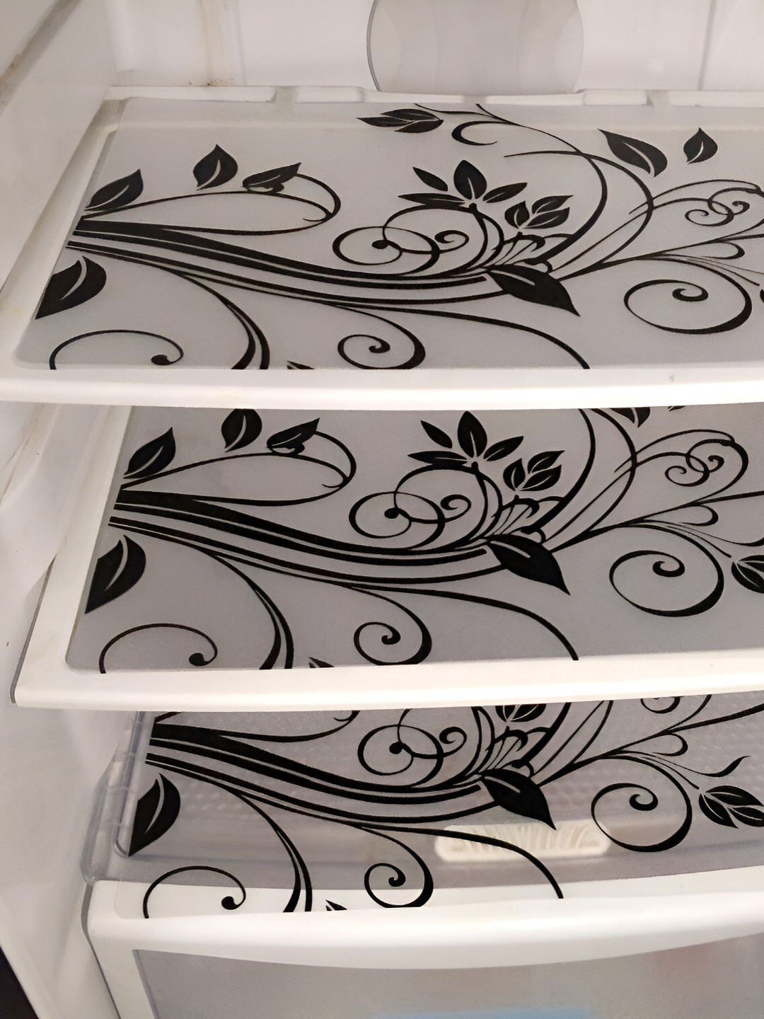 Aura 3-Pcs Black & White Non Odour Printed Fridge Mats