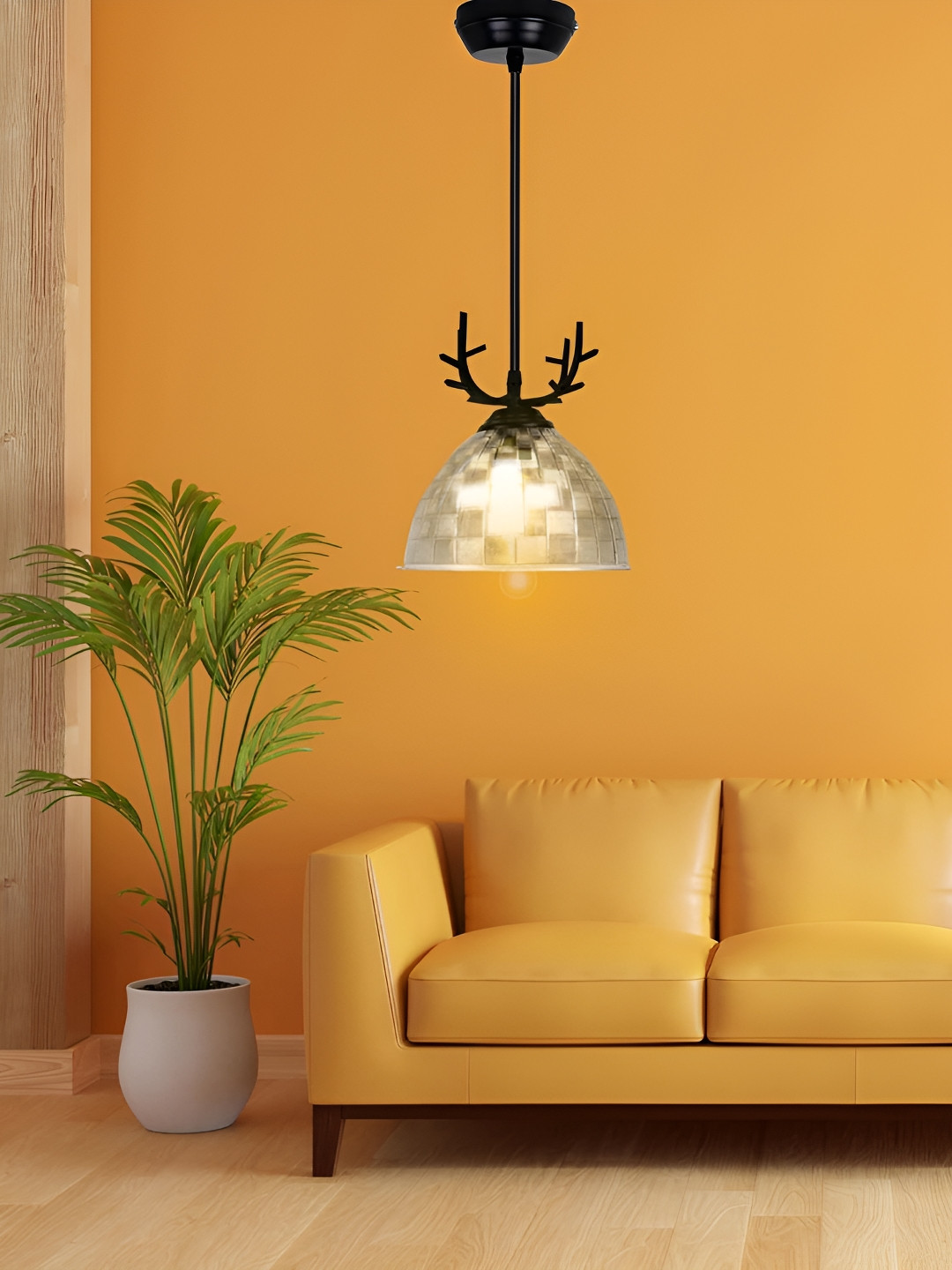 KINIS Transparent & Black Checked Textured Frustum Ceiling Lamp