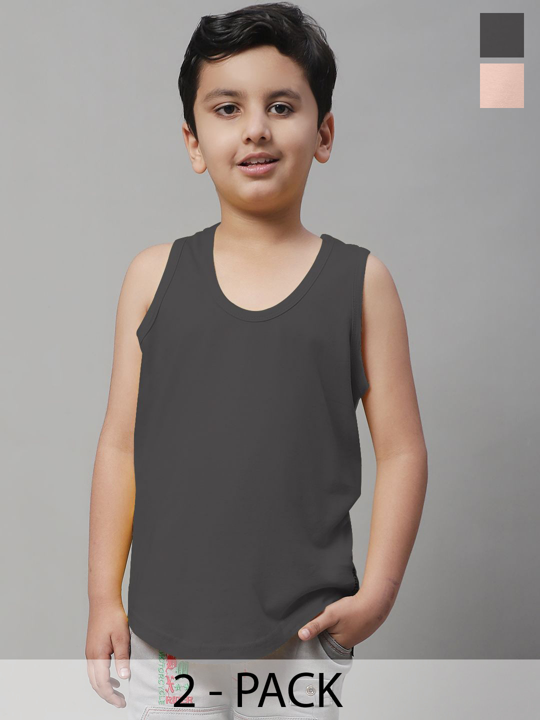 Friskers Pack Of 2 Cotton Basic Vests 070525KDC-32-41