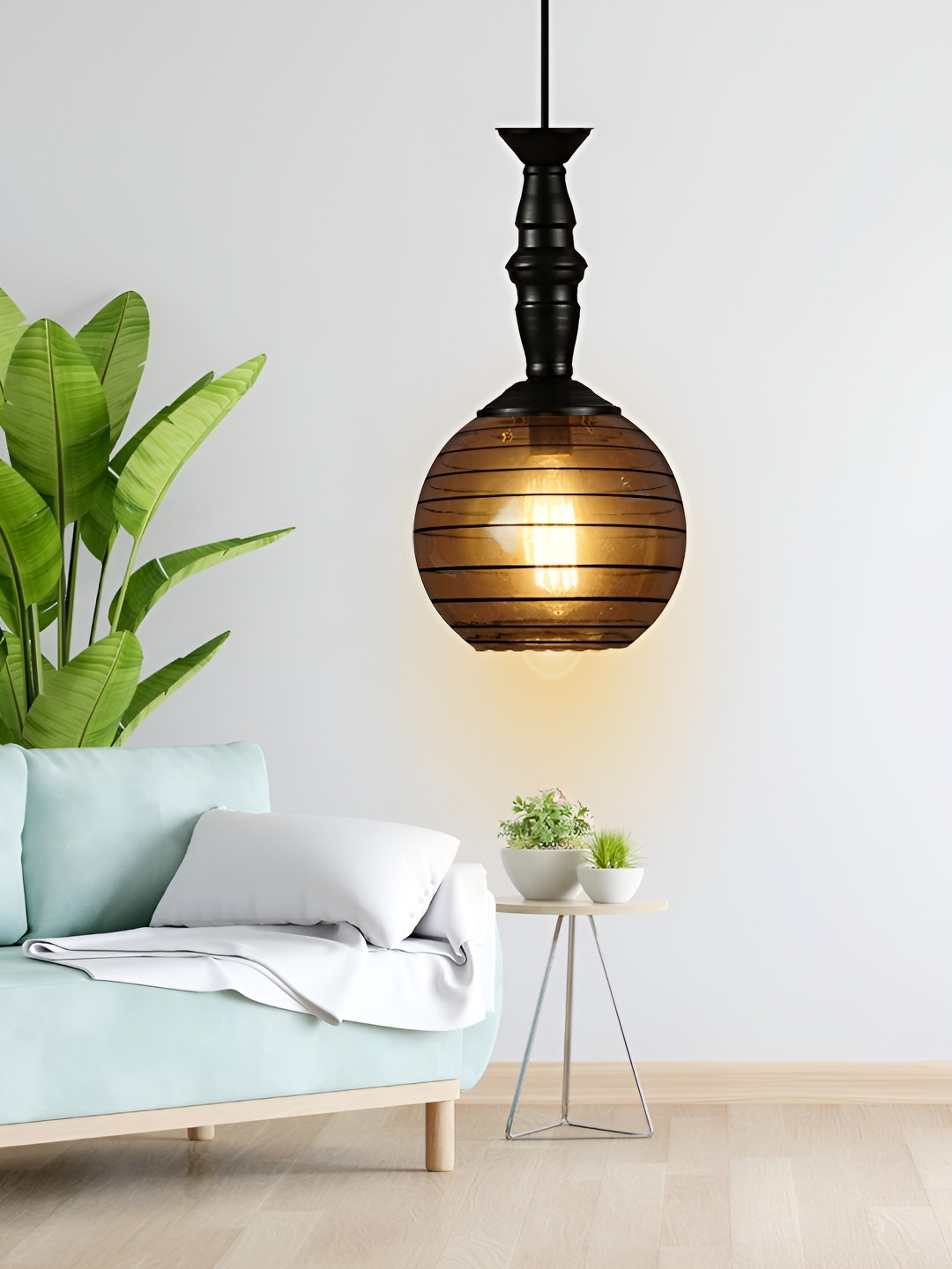 KINIS Unisex Black Textured Glass Abstract Shaped Ceiling Lamp