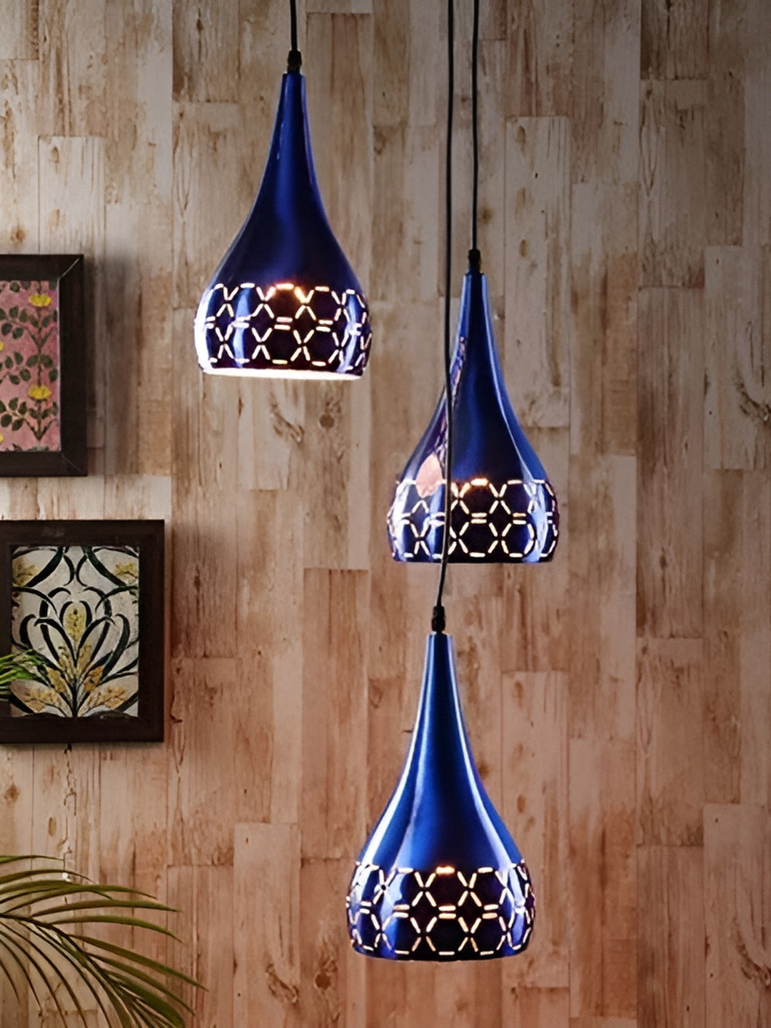 KINIS Modern and Unique Style Blue & Gold-Toned Aluminium Quirky Ceiling Lamp