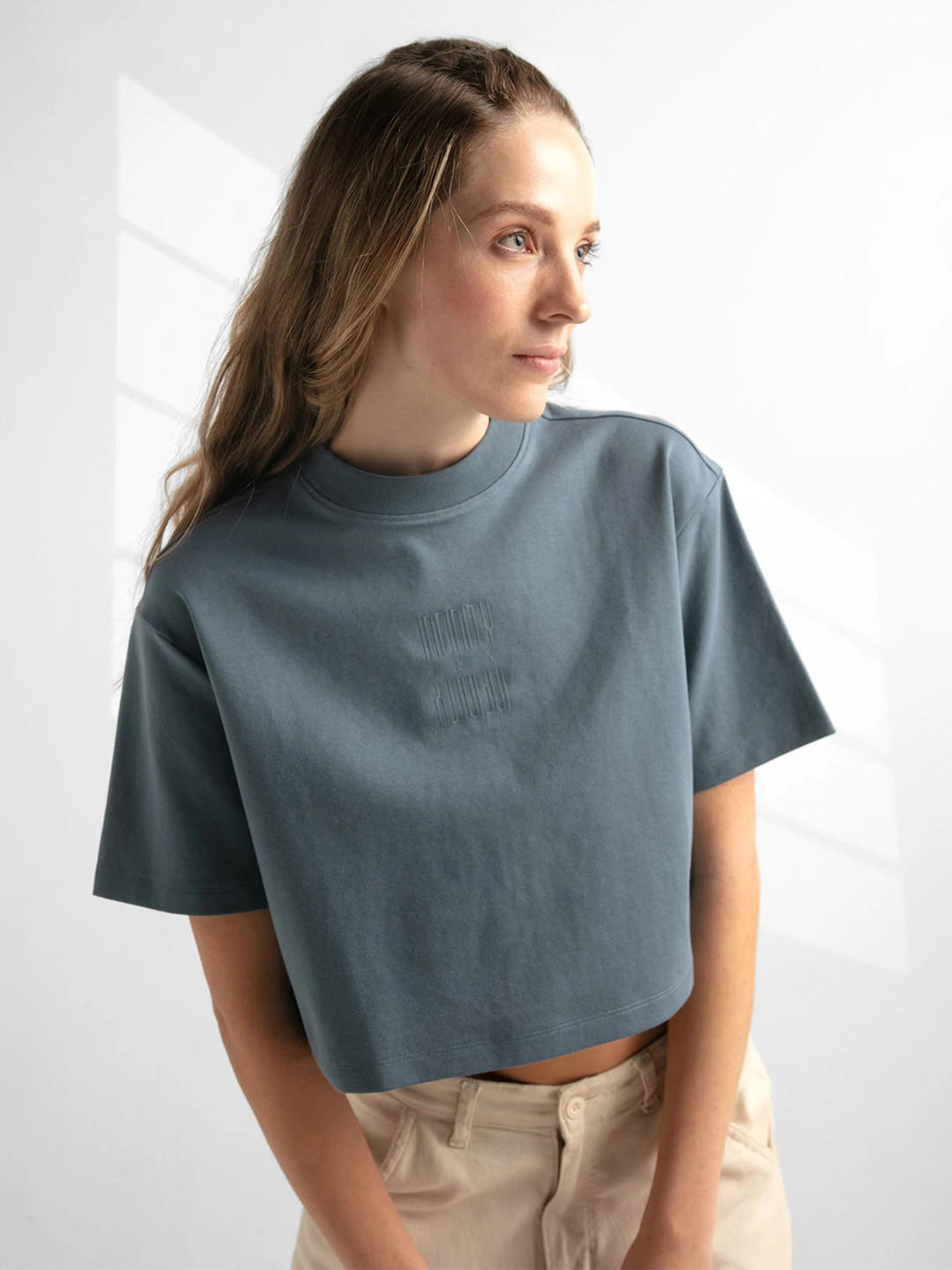 Jockey Groove Women Super Combed Cotton Rich Elastane Oversized Boxy Fit Crop Top - WZ03