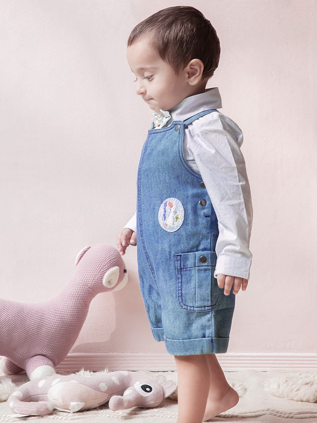 THE BABY TRUNK Infant Boys Cotton Straight Leg Dungarees