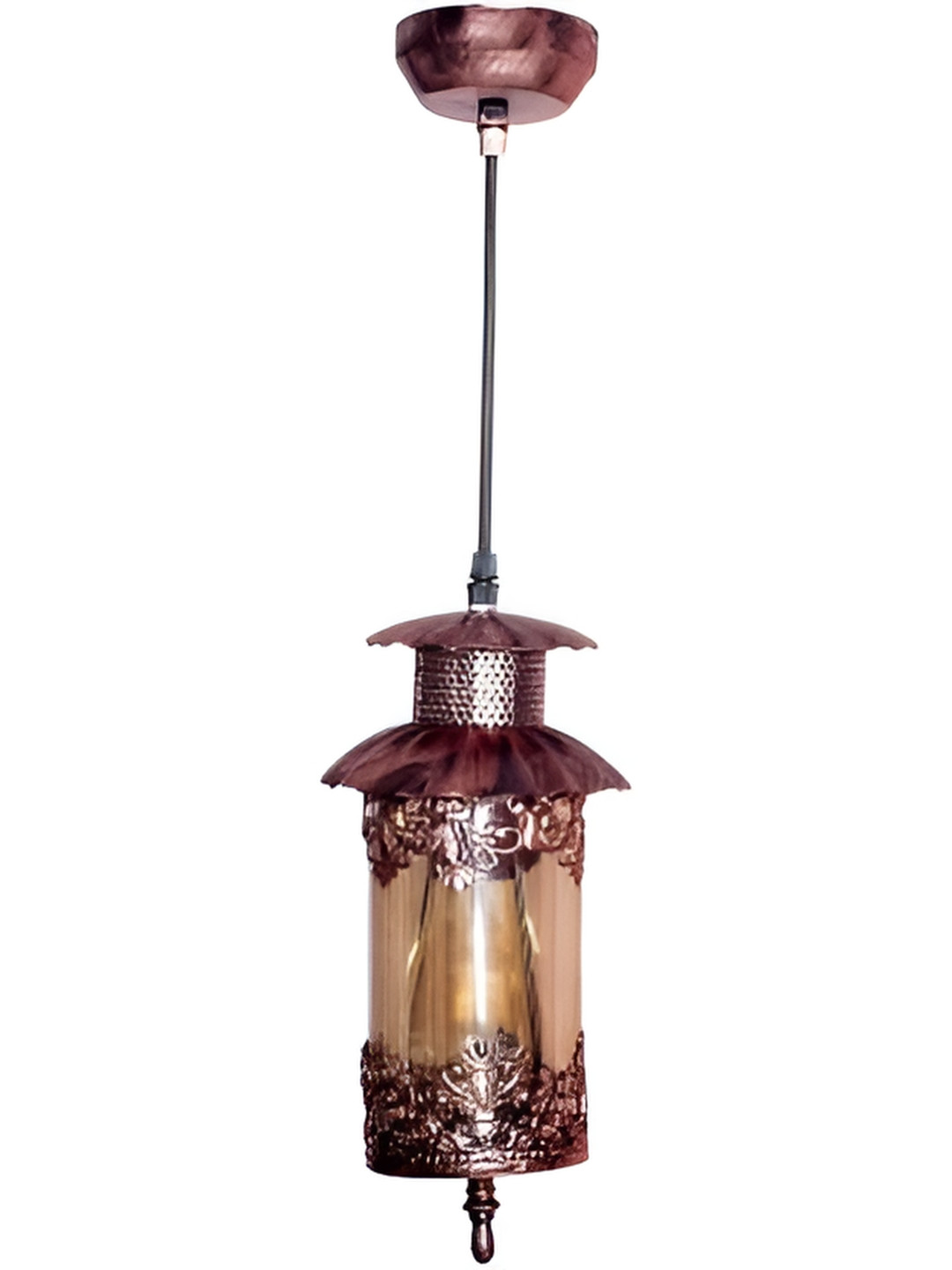 KINIS Coffee Brown & White Textured Cylinder Shaped Ceiling Lamp
