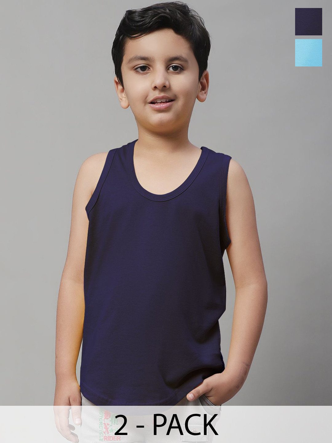 Friskers Boys Pack Of 2 Pure Cotton Basic Vests 070525KDC-17-20