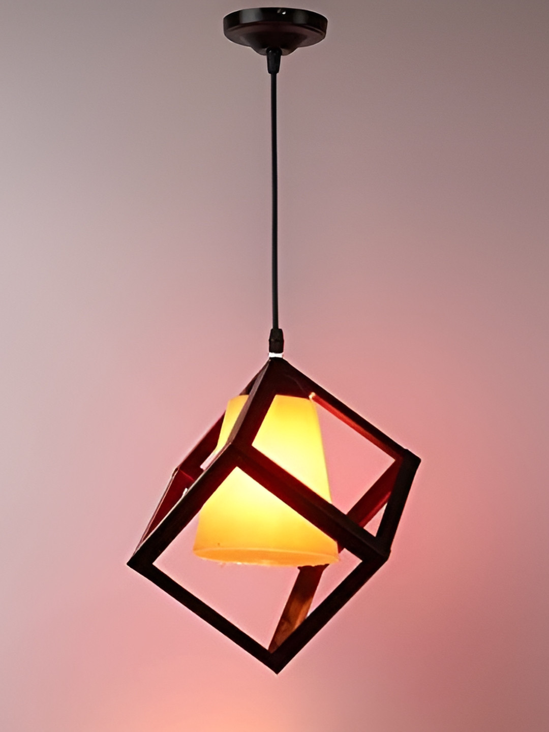 KINIS Black & Orange Textured Abstract Shaped Ceiling Lamp