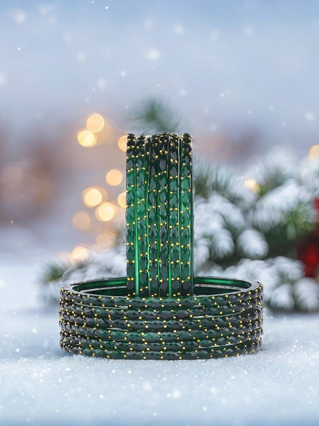 KOTTIAR CREATIONS Set Of 12 Glass Pearl Bangles