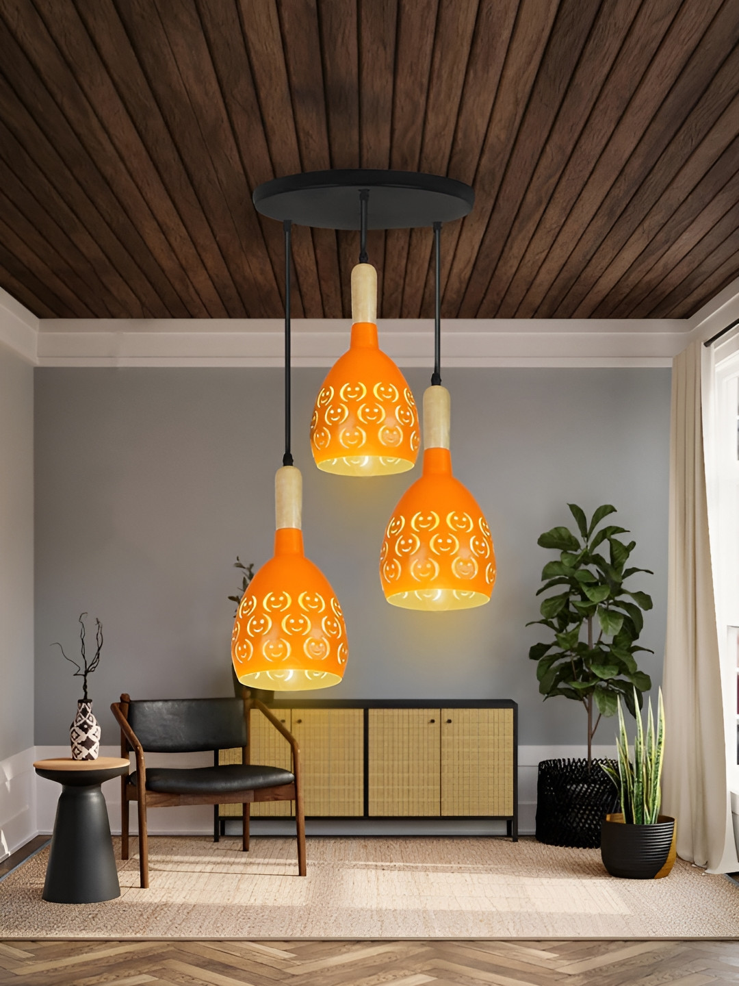 KINIS Modern and Unique Style Orange Aluminium Quirky Ceiling Lamp