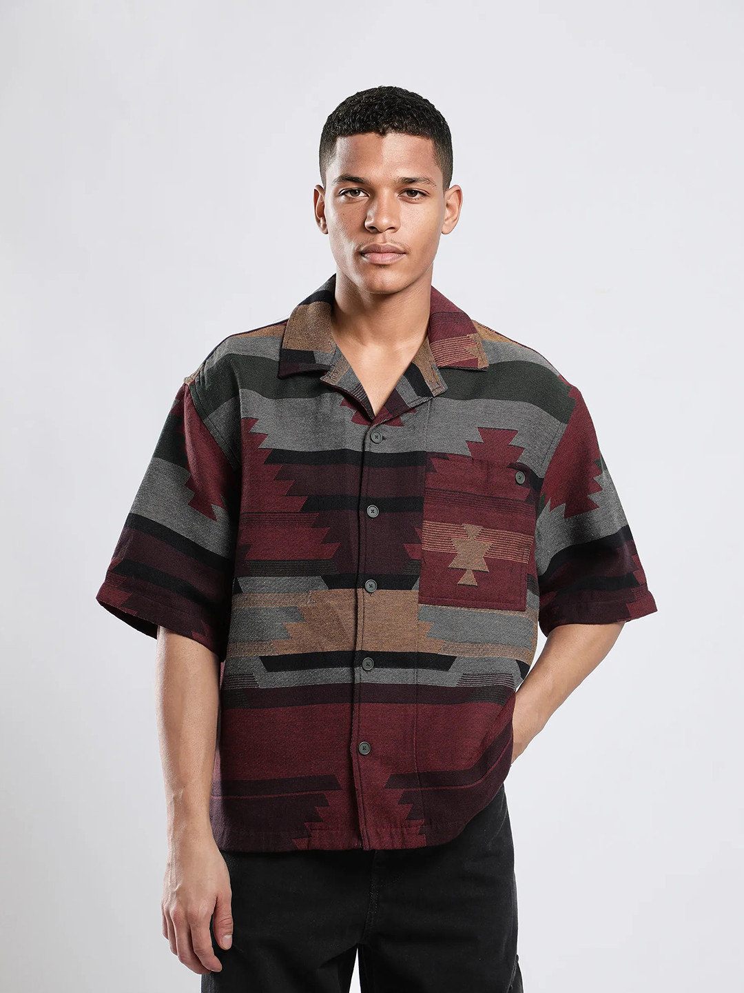 RARE RABBIT Men Comfort Boxy Buffalo Checks Casual Shirt