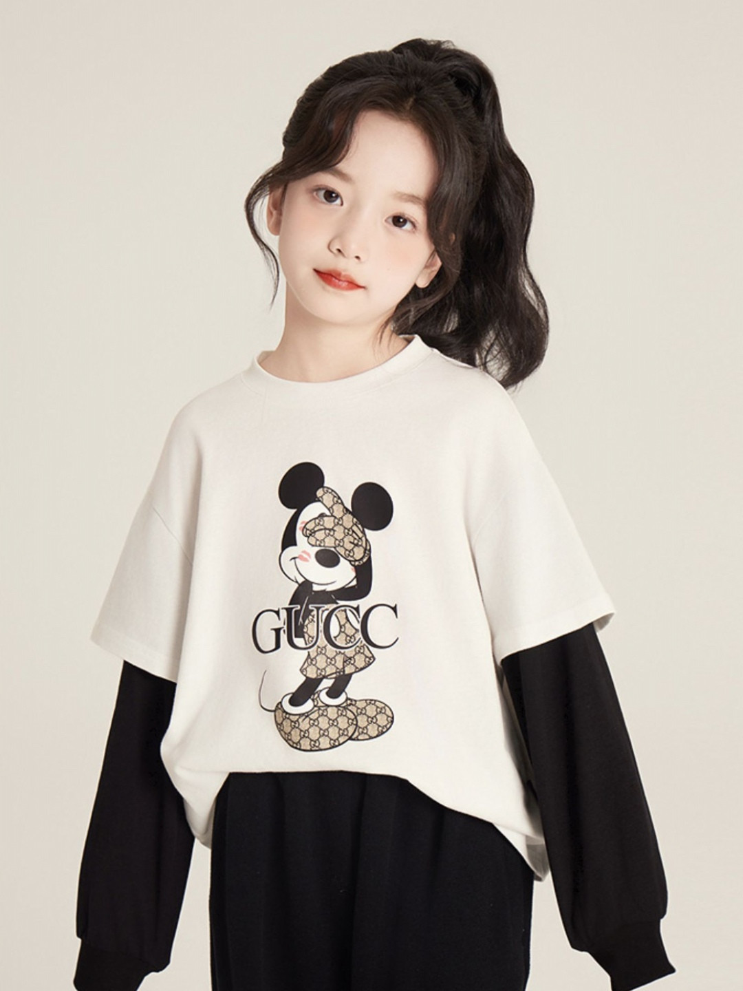 LULU & SKY Girls Humour and Comic Printed Regular Fit T-shirt