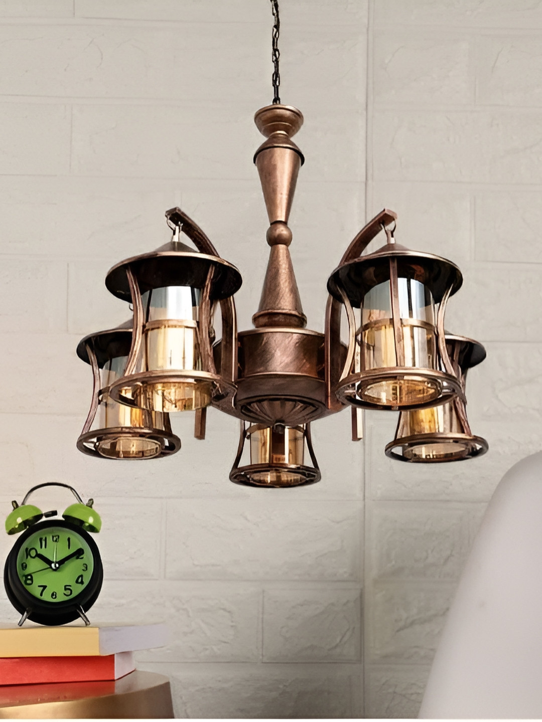 KINIS Coffee Brown & Rose Gold Toned Abstract Shaped Ceiling Lamp