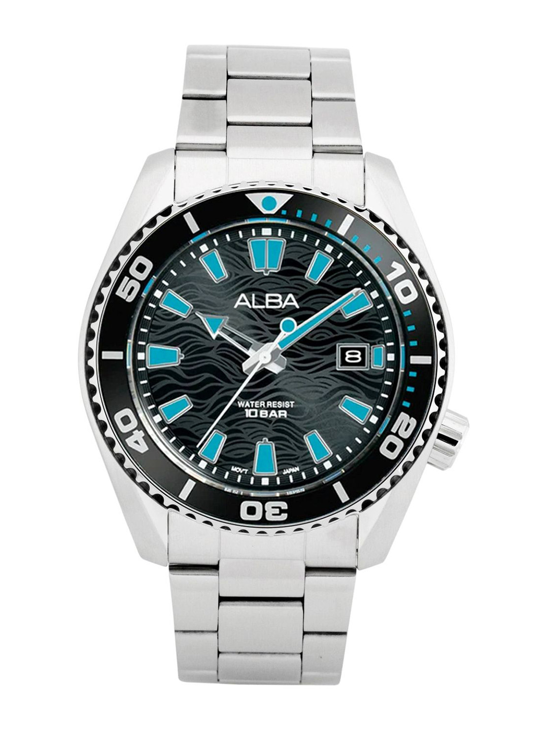 Alba by seiko Black Surf Dial with Black & Blue Rotating Bezel AS9R71X1